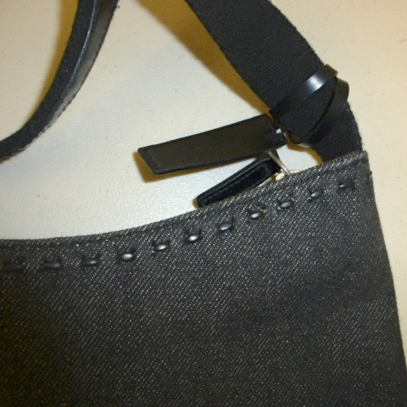 RALPH LAUREN black DENIM FABRIC BAG PURSE - Picture 4 of 5